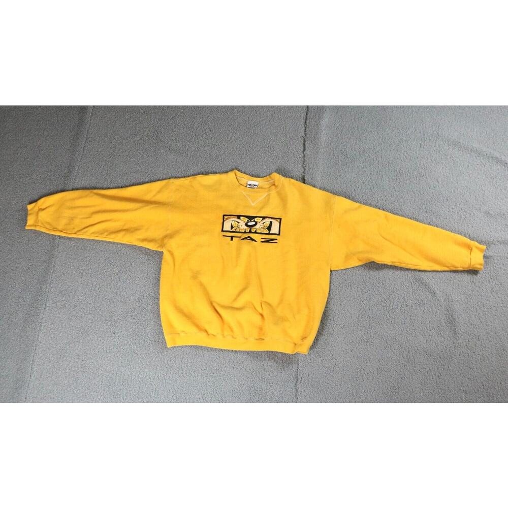 Looney Tunes Sweatshirt Vintage Taz Large Small Face Yellow 1995 USA